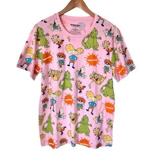 Nickelodeon Rugrats Hey Arnold Pink Men’s Shirt Size Medium NWT